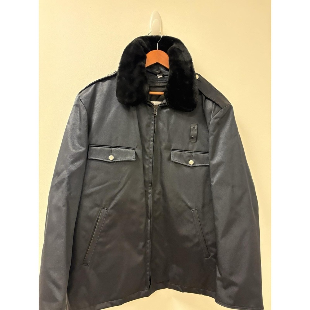 Vintage 80s Blauer Cruiser Jacket Faux Fur Collar USA Sz 48R Navy Blue